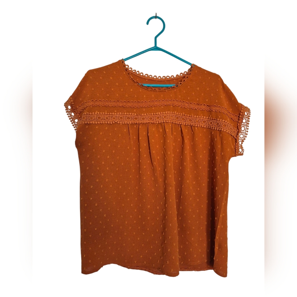 2/$20 Women's Orange Lace Trim Top
